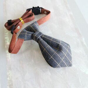 Adjustable Denim Bowtie Collar for Stylish Dogs Cats Fashion Accessory